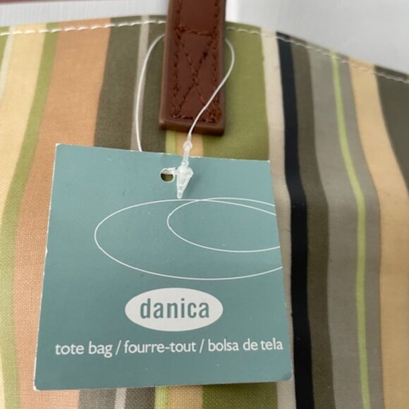 Danica Striped Tote with sturdy faux leather handles - Picture 2 of 5